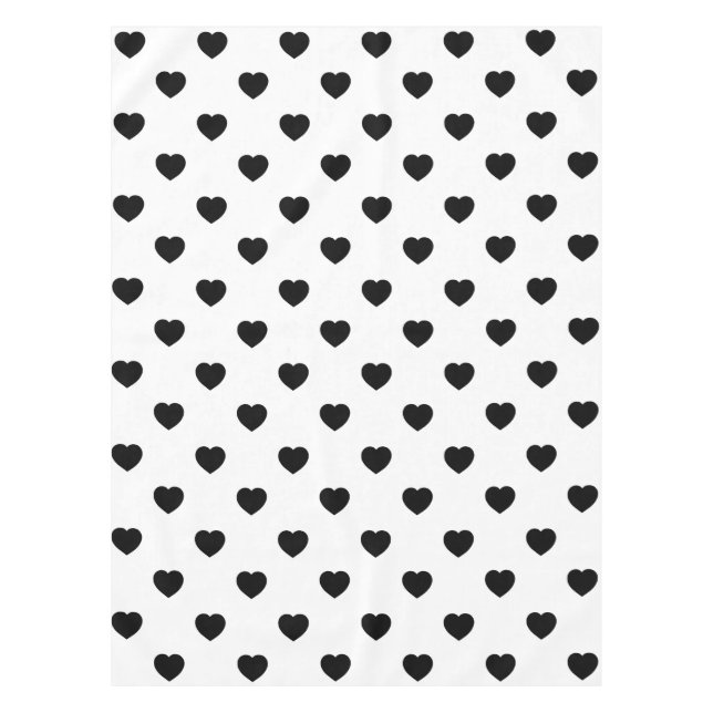 Toalha De Mesa Black Love Hearts White Background (Frente)