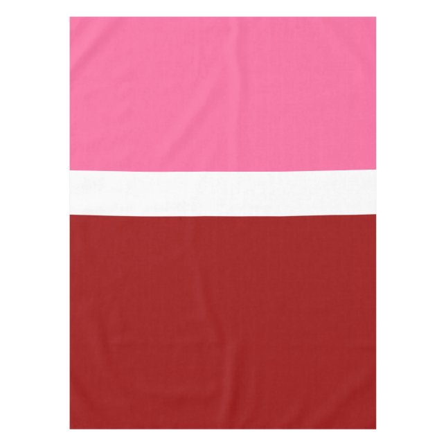 Toalha De Mesa Bloco de Cor Rosa Branco Marrom Vermelho (Frente)