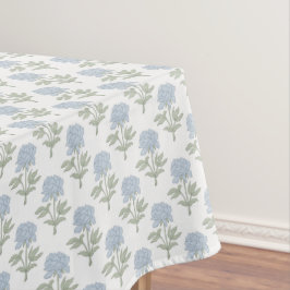 Toalha De Mesa Bloco de Impressão Floral de Peônia Branco Azul Ve