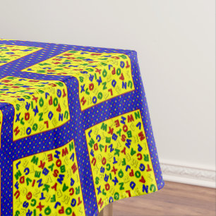 Toalha De Mesa BLOCOS ALFABETES PRINCIPAIS, TABELA Azul-52x70