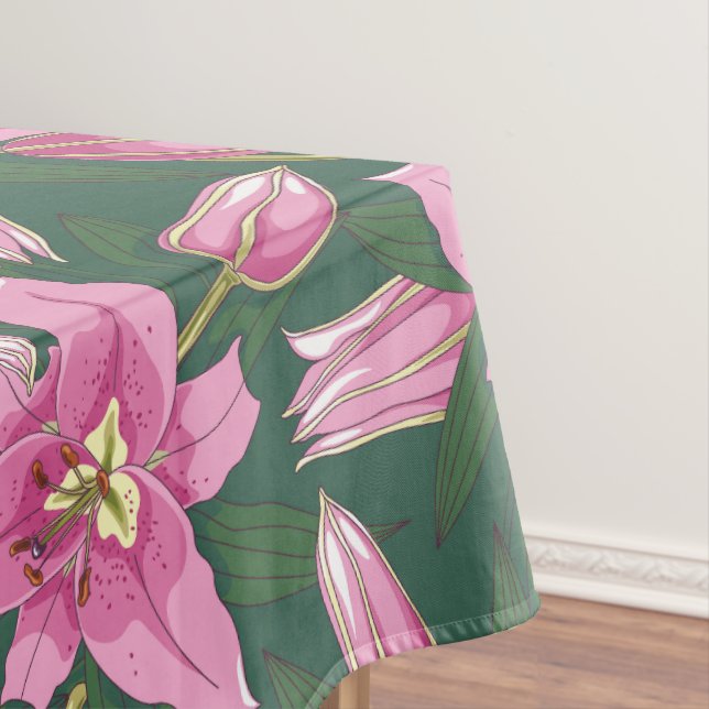 Toalha De Mesa Blooming Lilies in Deep Green (Posição Original)