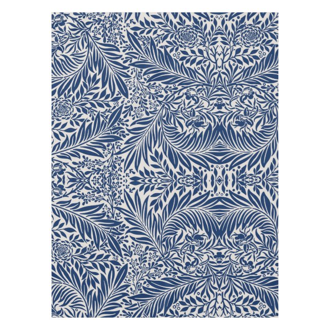 Toalha De Mesa blue floral pattern with diverse leaves & blossoms (Frente)