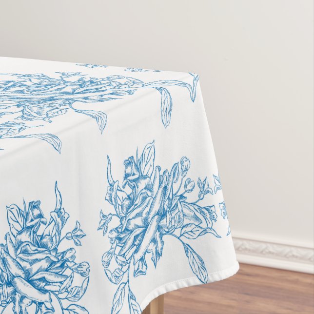 Toalha De Mesa Blue French Toile Pattern (Posição Original)