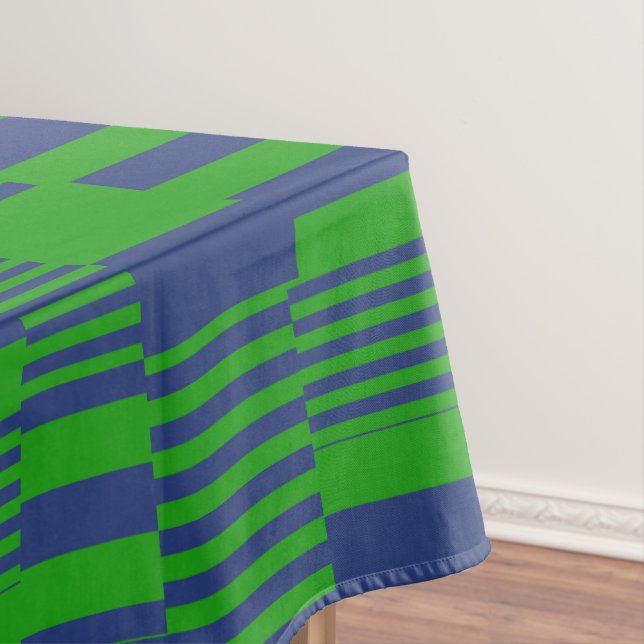 Toalha De Mesa Blue Green Patchwork Stripes Design  (Posição Original)