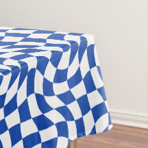 Blue modern retro swirl checkered