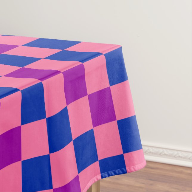 Toalha De Mesa Blue Pink Purple Checkered Pattern Design  (Posição Original)