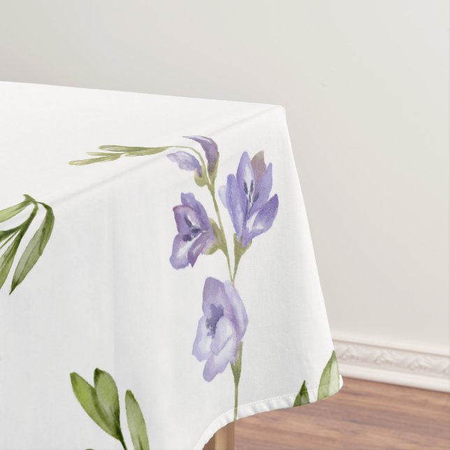 Toalha De Mesa Blue Purple Watercolor Wildflower  (Posição Original)