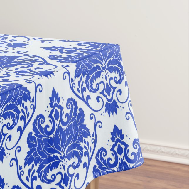 Toalha De Mesa Blue Royal Damask (Posição Original)