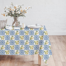 Toalha De Mesa Blue Tile French Country Lemon Pattern