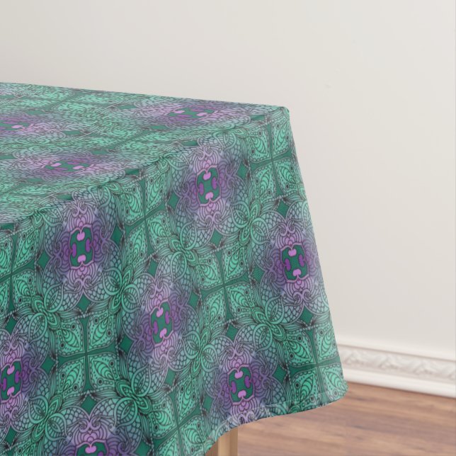 Toalha De Mesa Bohemian Damask in Peacock Blue Teal Purple (Posição Original)