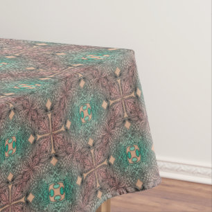 Toalha De Mesa Bohemian Damask in Pink Salmon Sea Green