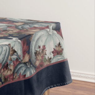 Toalha De Mesa Boho Ação de Graças Queda Blue Watercolor Pumpkin