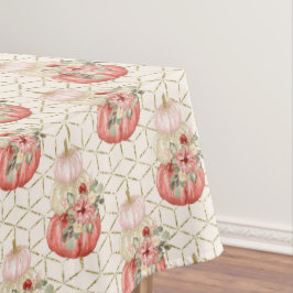 Toalha De Mesa Boho Cuja Cana-d-Água Esmaga Pumpkins Creme Rosa