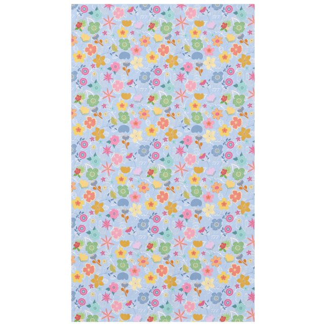 Toalha De Mesa Boho Flowers Padrão B01.w Lblue BG (Frente)