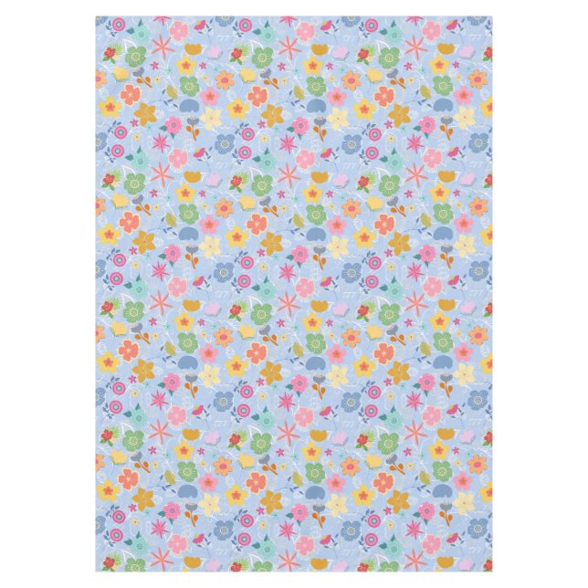 Toalha De Mesa Boho Flowers Padrão B01.w Lblue BG (Frente)
