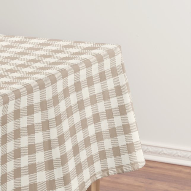 Toalha De Mesa Boho Gingham Pattern Plaid Checkered Neutral (Posição Original)