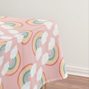 Toalha De Mesa Boho Rainbow Party Pink Girl