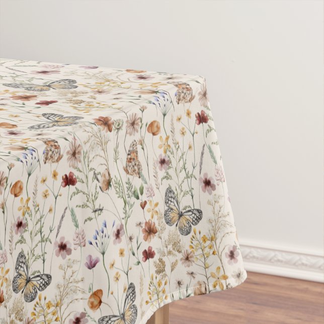 Toalha De Mesa Boho Wildflower (Boho Wildflower Tablecloth with Butterflies by Painted Paperie
)
