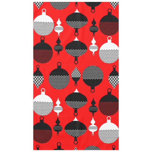 Toalha De Mesa Bola Decorânea Vermelha e Preta de Natal (Frente)