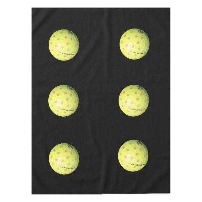 Toalha De Mesa Bolas Amarelas De Golfe A Preto, (Frente)