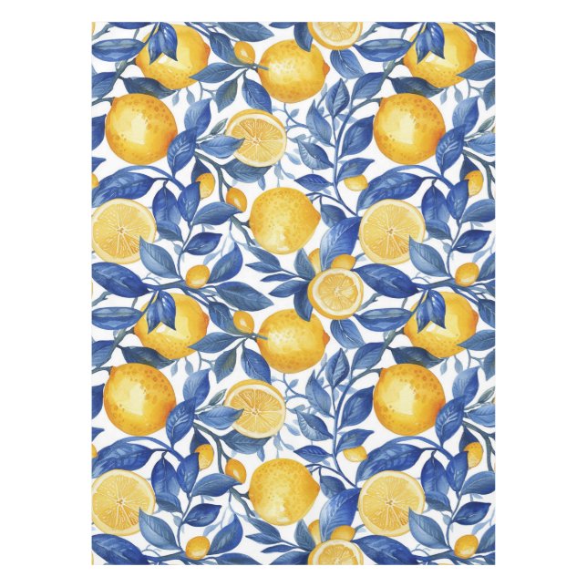 Toalha De Mesa Bold Blue Italian Positano Lemon (Frente)