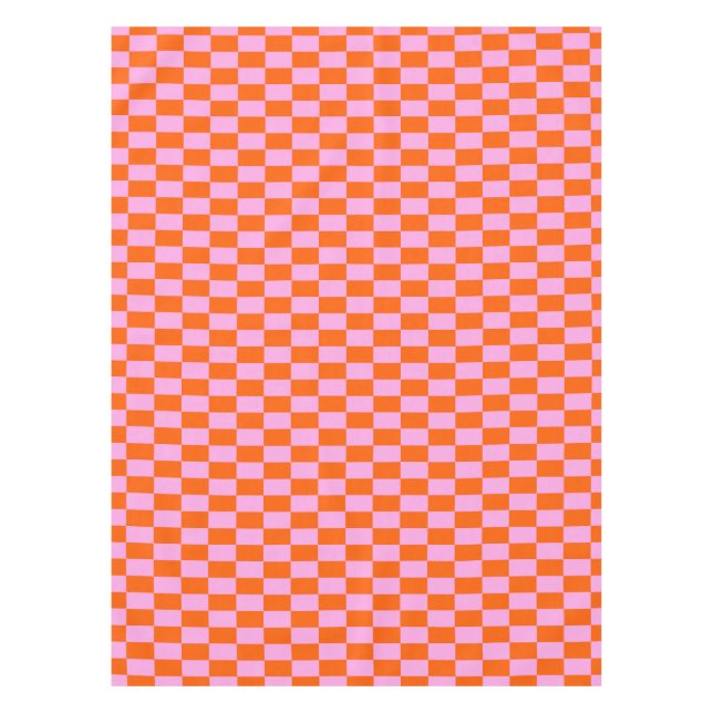 Toalha De Mesa Bold Pink Orange Modern Geometric Check Pattern (Frente)