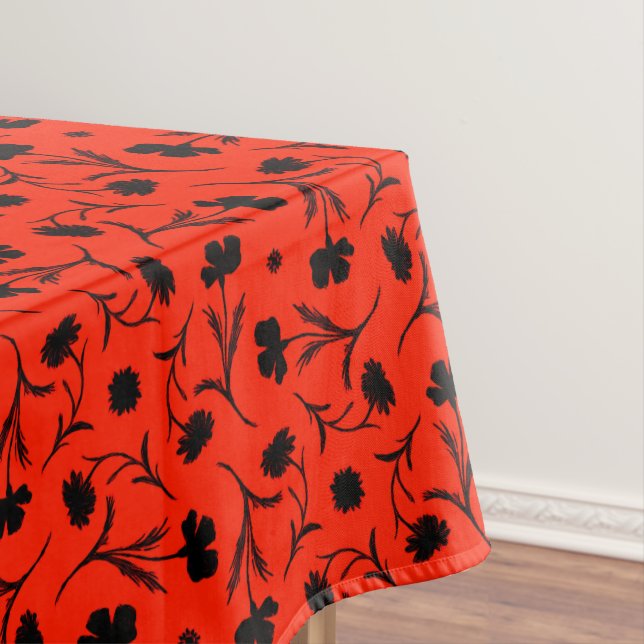 Toalha De Mesa Bold Red Black Liberty Padrão Floral Chic (Posição Original)