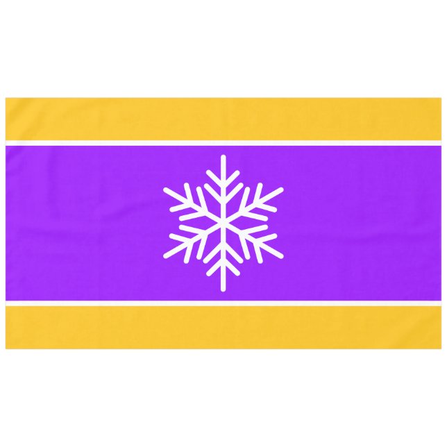 Toalha De Mesa Bold White Snowflake Bright Stripes Amarelas Roxas (Frente (Horizontal))