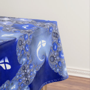 Toalha De Mesa Bolhas Fractais de Omã Azul abstrato