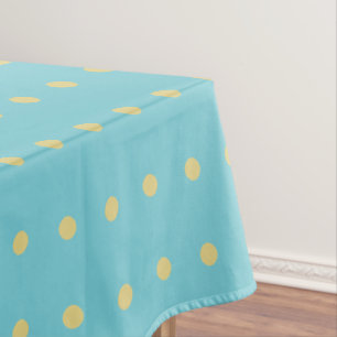 Toalha De Mesa Bolinhas amarela em azul alterável) Fundo