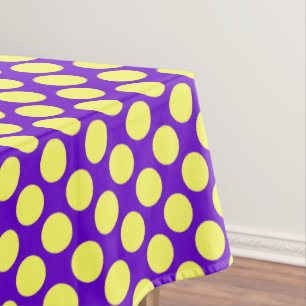 Toalha De Mesa Bolinhas amarelas com stouro roxo