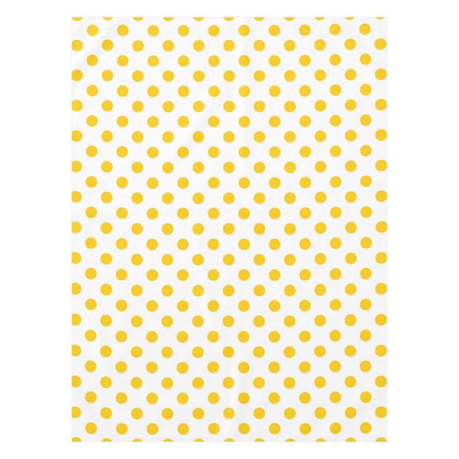 Toalha De Mesa Bolinhas Amarelas de Fundo Branco (Frente)