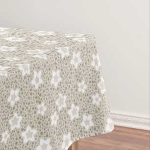 Toalha De Mesa Bolinhas bege com estrelas e flores