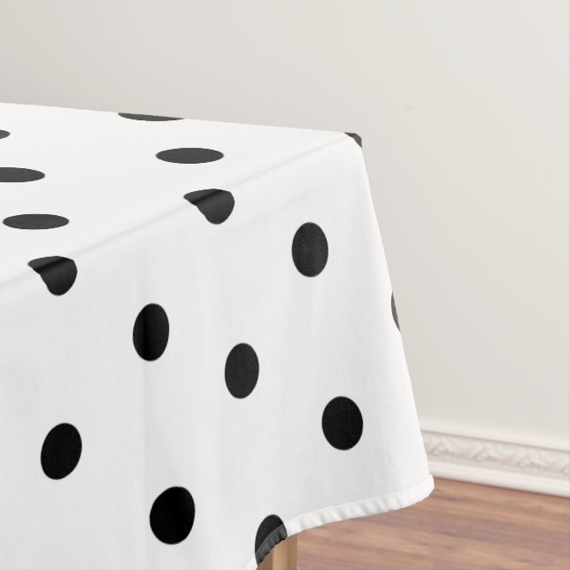 Toalha De Mesa Bolinhas brancas clássicas pretas (Posição Original)