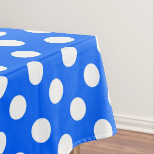 Toalha De Mesa Bolinhas brancas de azul real