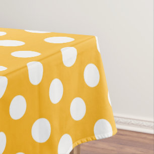 Toalha De Mesa Bolinhas brancas em amarelo