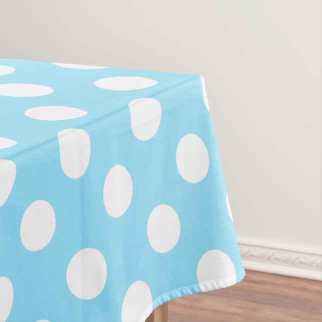 Toalha De Mesa Bolinhas brancas em azul pálido (Posição Original)