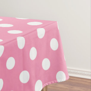 Toalha De Mesa Bolinhas brancas em rosa feliz