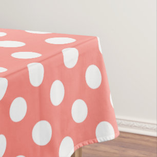 Toalha De Mesa bolinhas brancas sobre pêssego