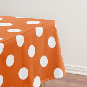 Toalha De Mesa Bolinhas brancas sobre Tangerina Selvagem