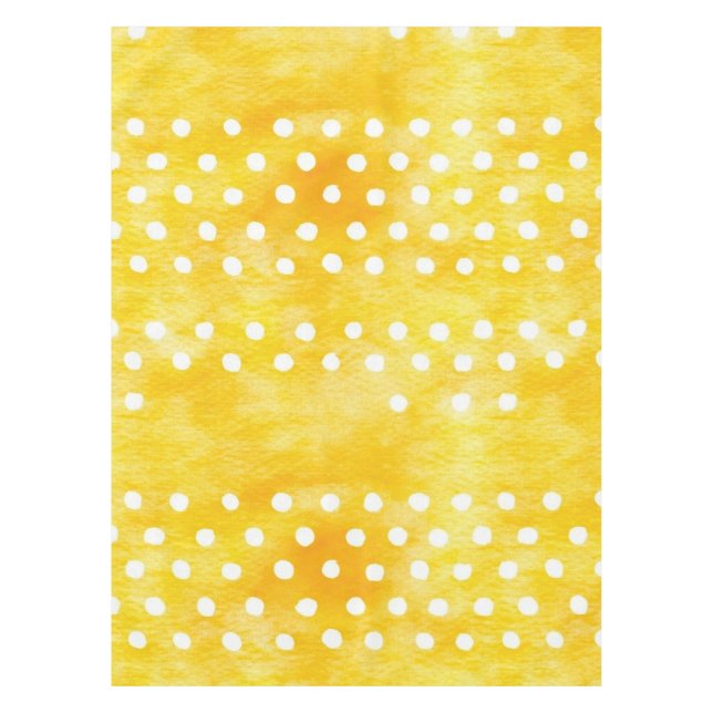Toalha De Mesa Bolinhas de Aquarela - Amarelo Terrestre e Branco  (Frente)