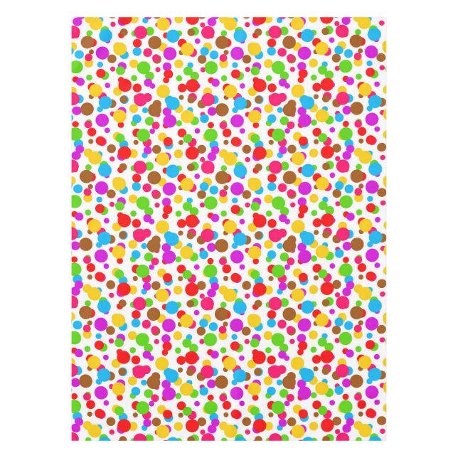 Toalha De Mesa Bolinhas de fundo brancas coloridas (Frente)