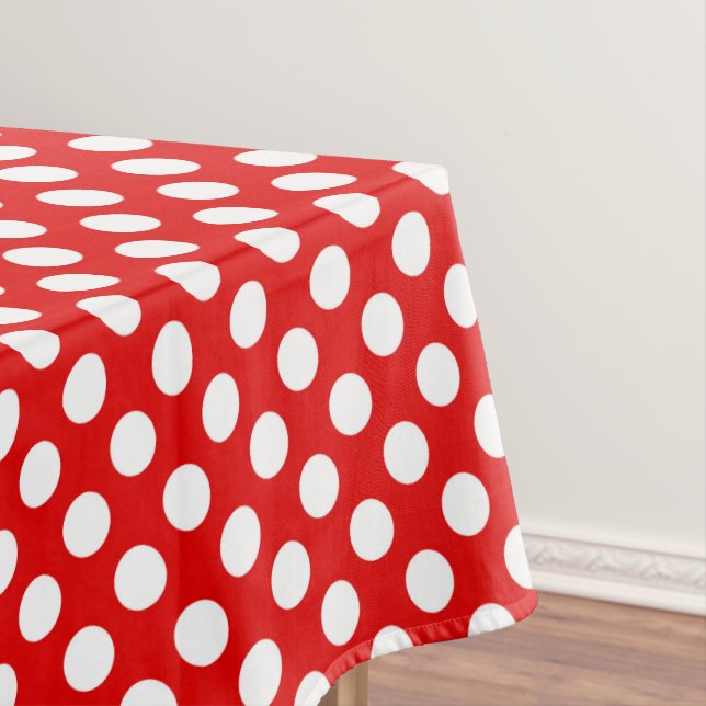 Toalha De Mesa bolinhas de padrão branco vermelho (Posição Original)