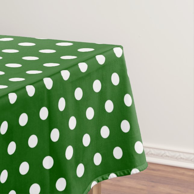 Toalha De Mesa Bolinhas em forma de película branca verde (Posição Original)