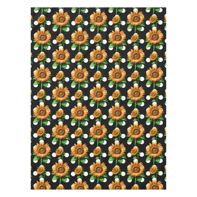 Toalha De Mesa Bolinhas Florais de Girassol (Frente)