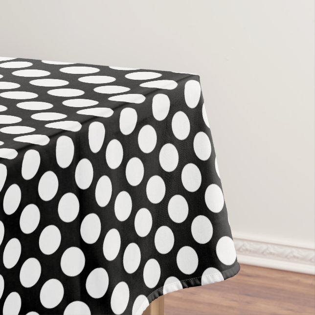 Toalha De Mesa Bolinhas preta de padrão branco (Posição Original)