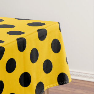 Toalha De Mesa Bolinhas pretas em amarelo