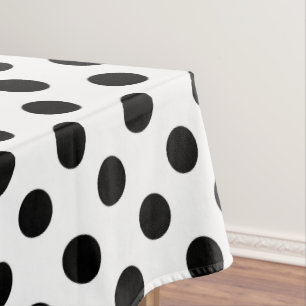 Toalha De Mesa bolinhas pretas em branco