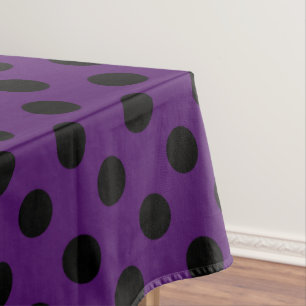 Toalha De Mesa Bolinhas pretas em roxo de ameixa