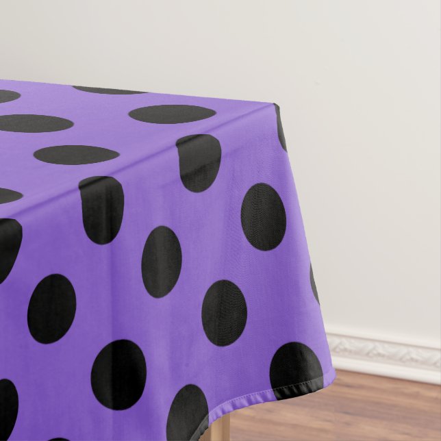 Toalha De Mesa Bolinhas pretas na lavanda (Posição Original)